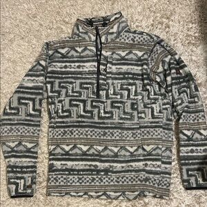 Billabong Men's Zip Up Sweater - Gray and Brown Pattern